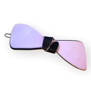 Carita Paris Pink and Black Large Bow Barrette, Made in France, Deadstock